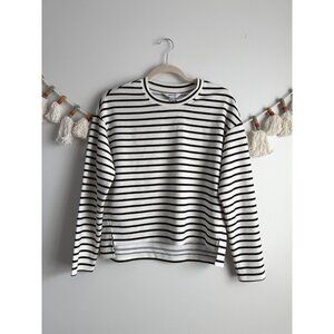 SPANX Black and White Striped Blouse
